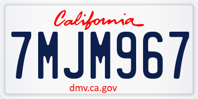 CA license plate 7MJM967