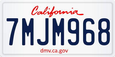 CA license plate 7MJM968