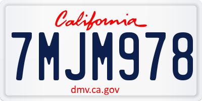 CA license plate 7MJM978