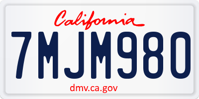 CA license plate 7MJM980