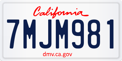 CA license plate 7MJM981