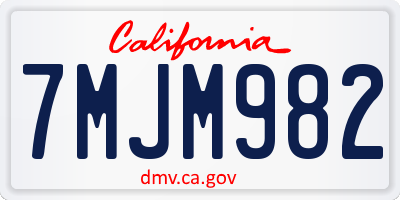 CA license plate 7MJM982