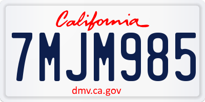 CA license plate 7MJM985