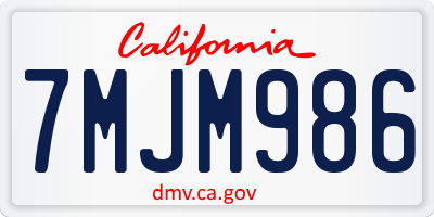 CA license plate 7MJM986