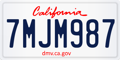 CA license plate 7MJM987