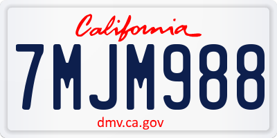 CA license plate 7MJM988