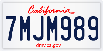 CA license plate 7MJM989