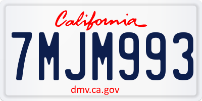 CA license plate 7MJM993