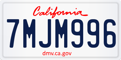 CA license plate 7MJM996