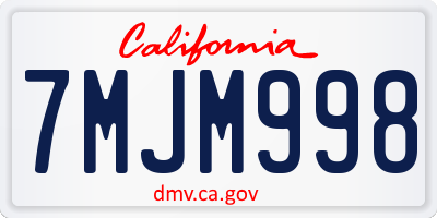 CA license plate 7MJM998