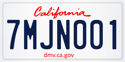 CA license plate 7MJN001