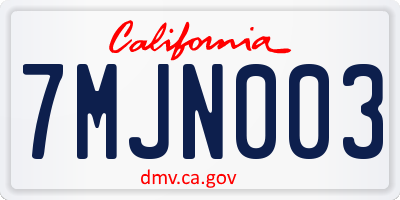 CA license plate 7MJN003