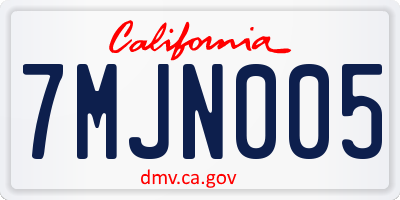 CA license plate 7MJN005