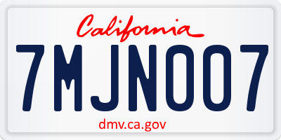 CA license plate 7MJN007