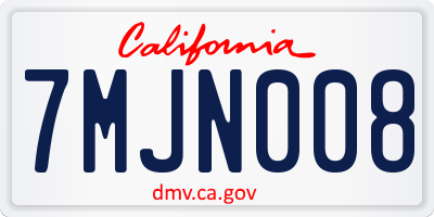 CA license plate 7MJN008