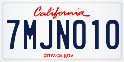 CA license plate 7MJN010