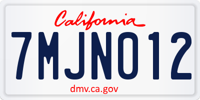 CA license plate 7MJN012