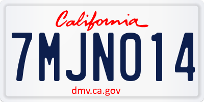 CA license plate 7MJN014