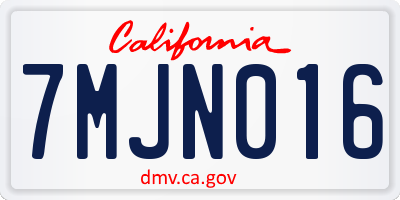 CA license plate 7MJN016