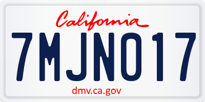 CA license plate 7MJN017