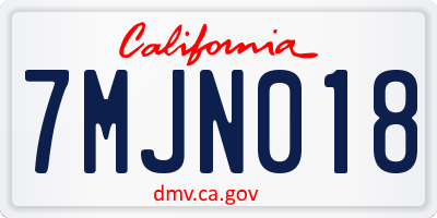 CA license plate 7MJN018