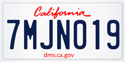 CA license plate 7MJN019