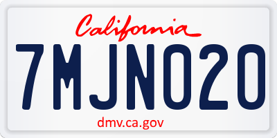 CA license plate 7MJN020