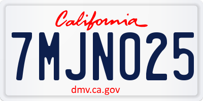 CA license plate 7MJN025