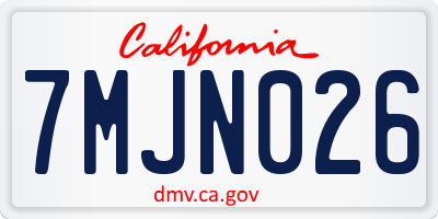 CA license plate 7MJN026