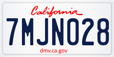 CA license plate 7MJN028