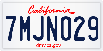 CA license plate 7MJN029