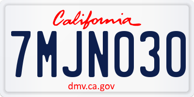 CA license plate 7MJN030