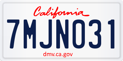 CA license plate 7MJN031