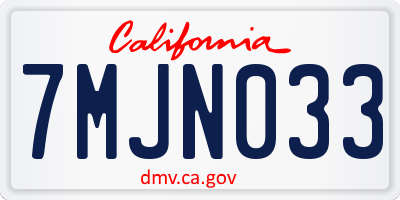 CA license plate 7MJN033