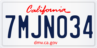 CA license plate 7MJN034