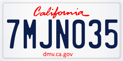 CA license plate 7MJN035