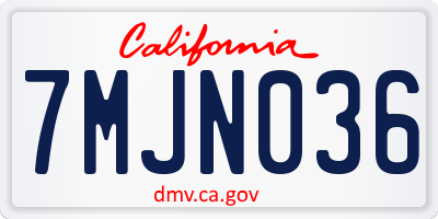 CA license plate 7MJN036