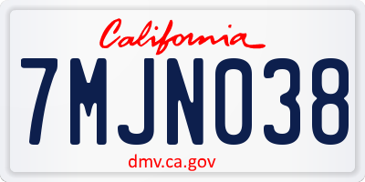 CA license plate 7MJN038