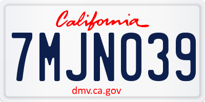 CA license plate 7MJN039