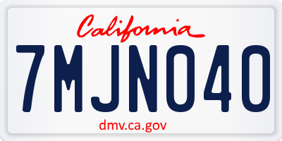 CA license plate 7MJN040