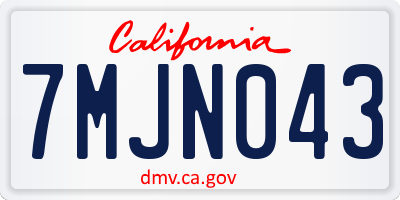 CA license plate 7MJN043