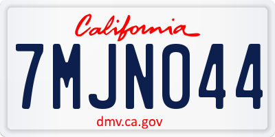 CA license plate 7MJN044