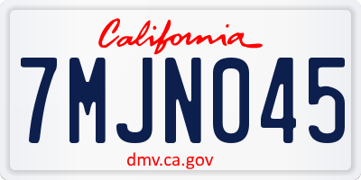 CA license plate 7MJN045