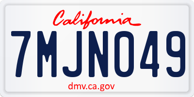 CA license plate 7MJN049