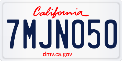 CA license plate 7MJN050