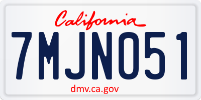 CA license plate 7MJN051