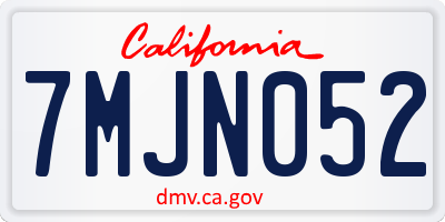 CA license plate 7MJN052