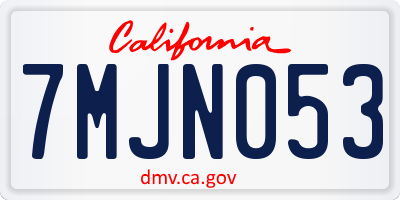 CA license plate 7MJN053