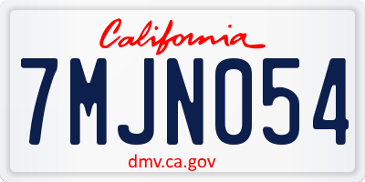 CA license plate 7MJN054