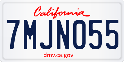 CA license plate 7MJN055